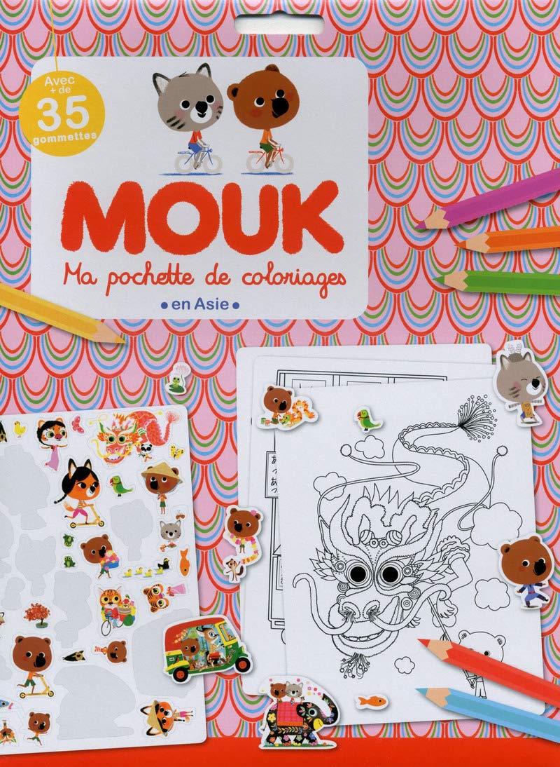 Mouk en Asie: Ma pochette de coloriages avec + de 35 gommettes Books