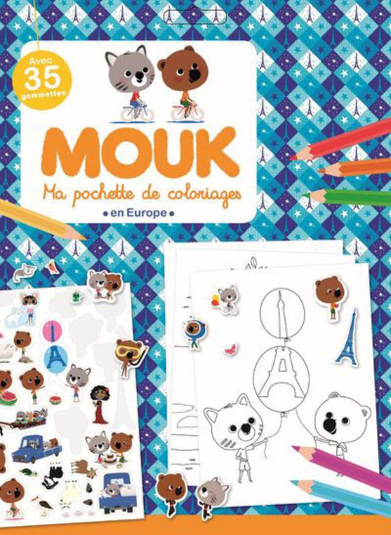 Mouk en Europe: Ma pochette de coloriages avec + de 35 gommettes Books