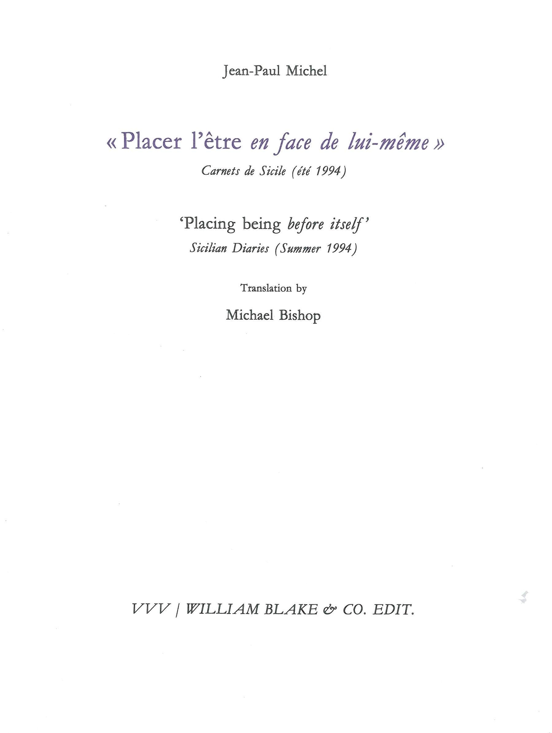 "Placer l'être en face de lui-même": Carnets de Sicile (été 1994) book