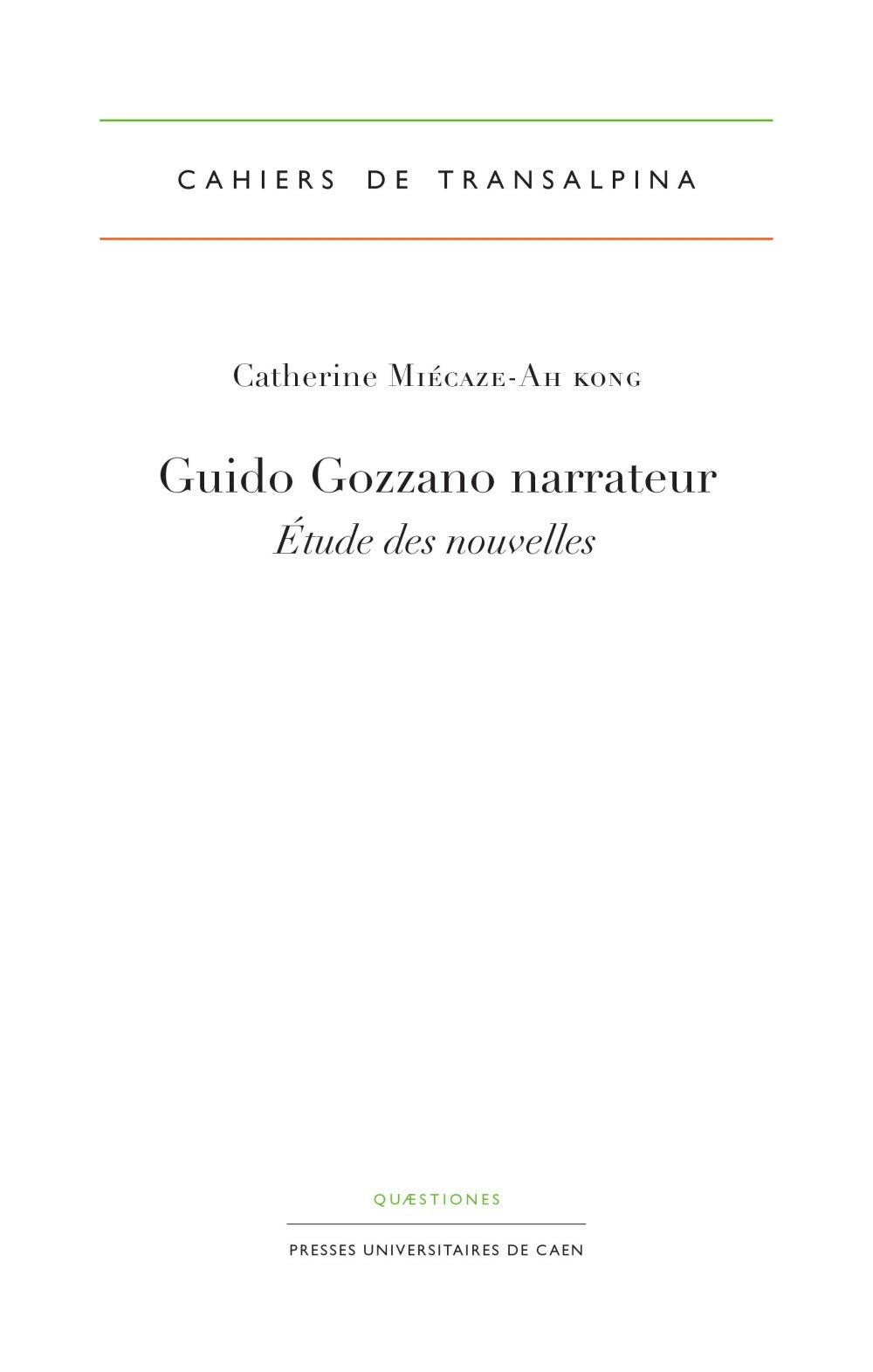 Guido Gozzano narrateur : Etude des nouvelles book