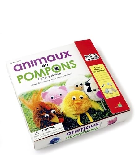 Animaux en pompons faciles à réaliser: Avec 4 morceaux de mousse EVA, 12 yeux à pupille mobile, 3 morceaux de garniture de plume, 4 écheveaux de ... de couleurs, 10 pompons, de la colle blanche book