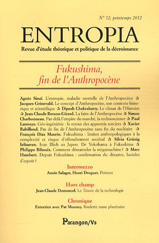 Entropia, N° 12, printemps 2012 : Fukushima, fin de l'anthropocène book