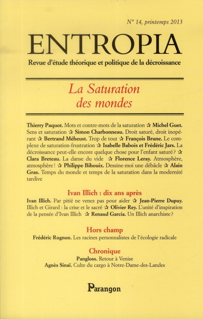 Entropia, N° 14, printemps 201 : La saturation des mondes book