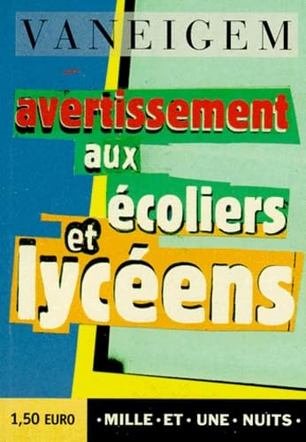 Avertissement aux écoliers et lycéens Politics & History