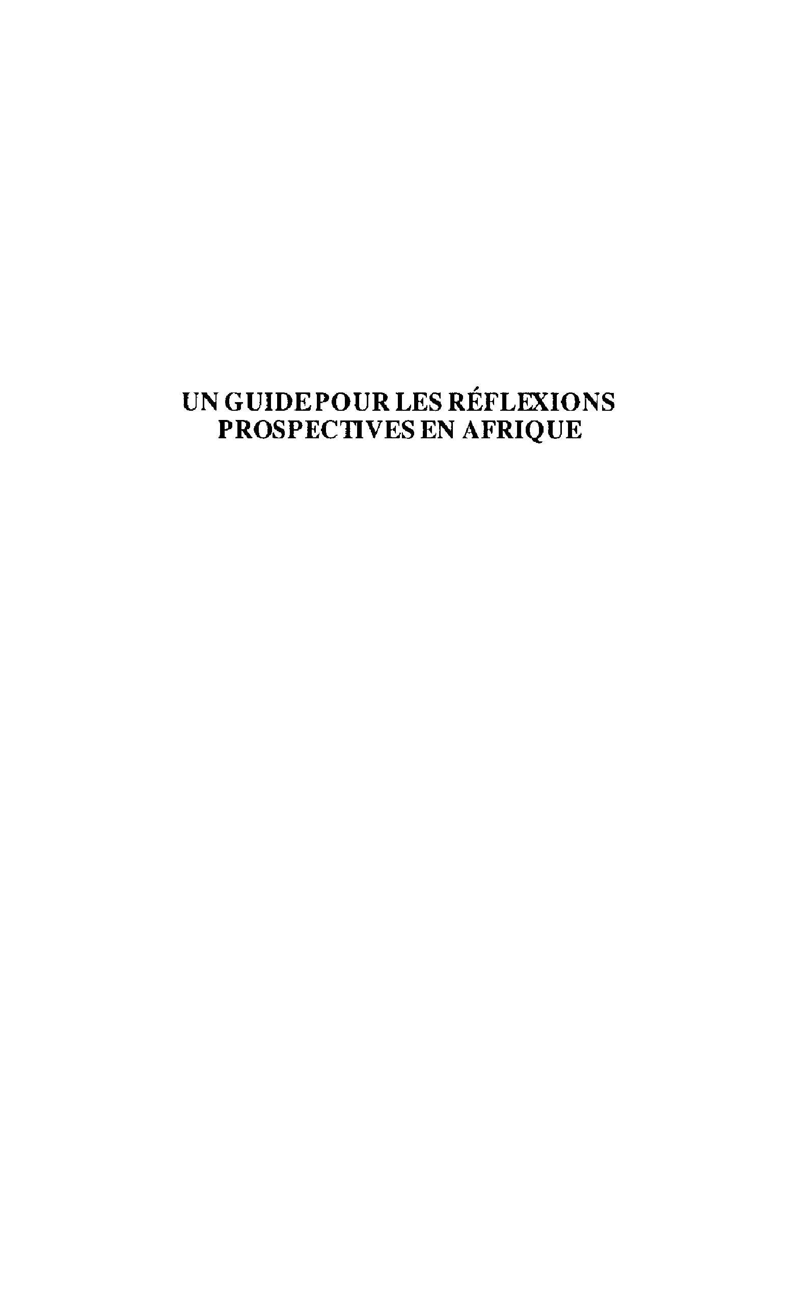 Un guide pour les réflexions prospectives en Afrique book