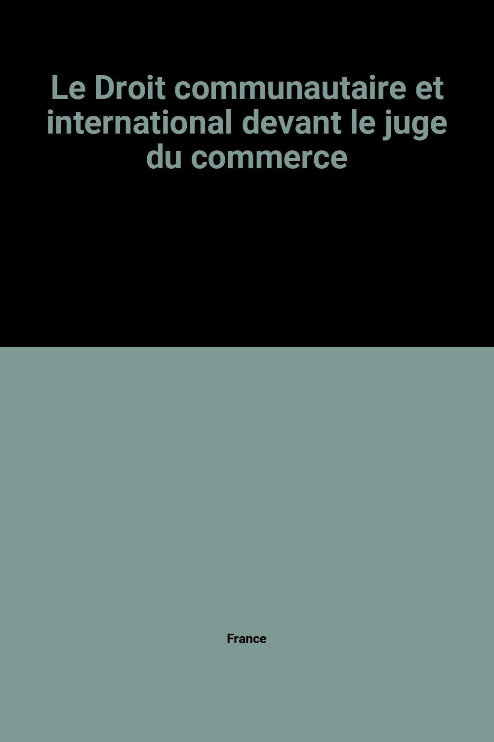 Le Droit communautaire et international devant le juge de commerce Books