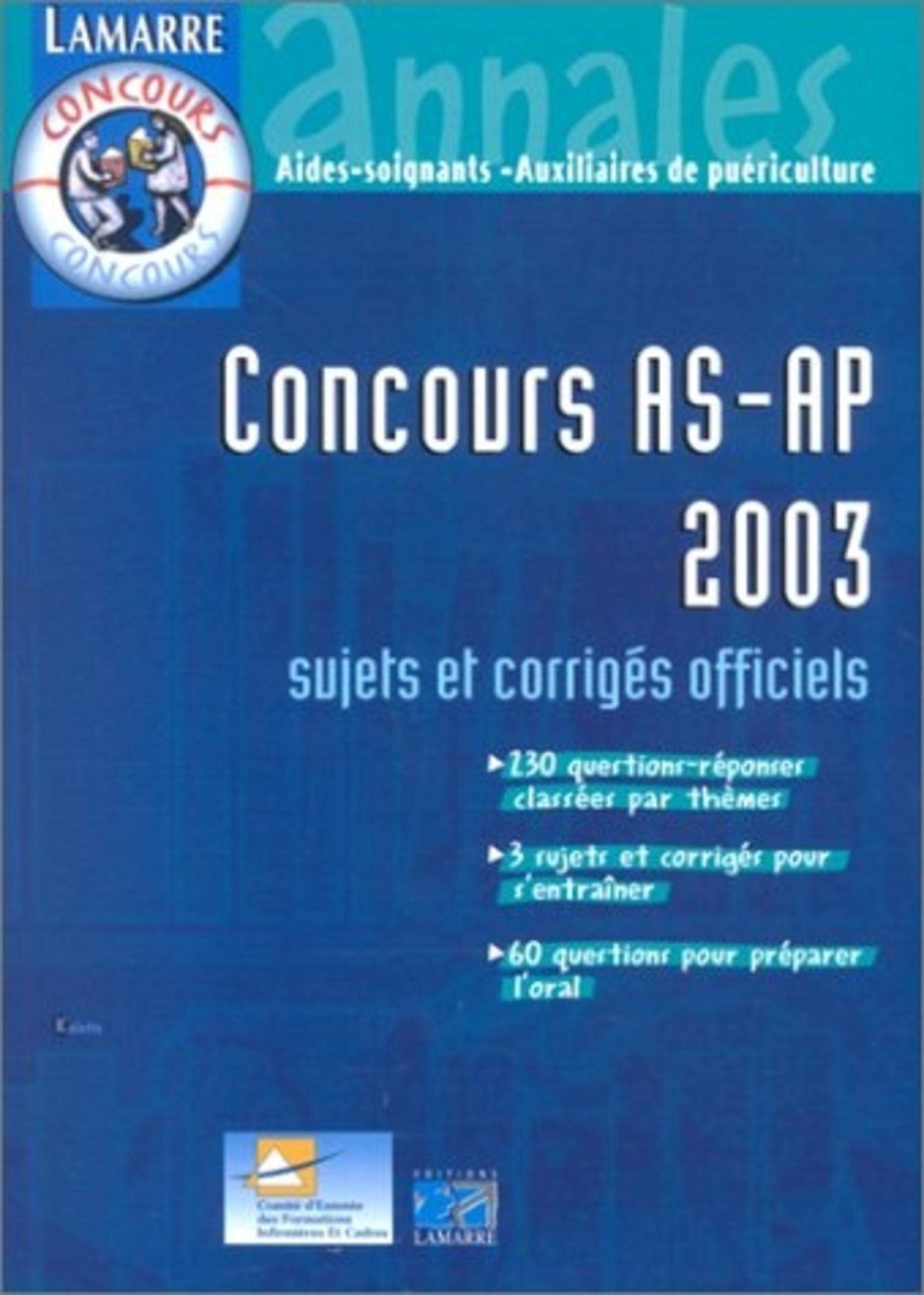 Concours AS/AP 2003 : Sujets et corrigés officiels book