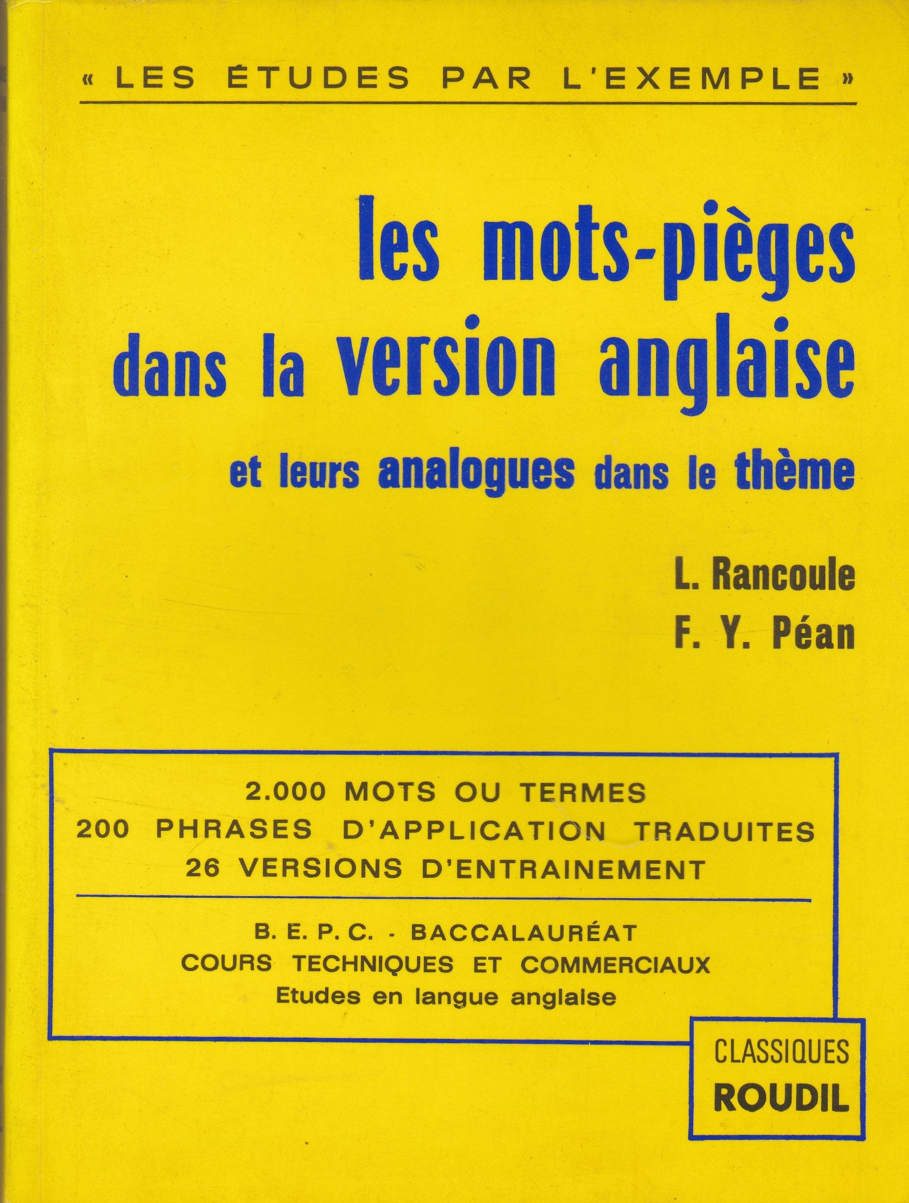 Les mots pièges dans la version anglaise et leurs analogues book