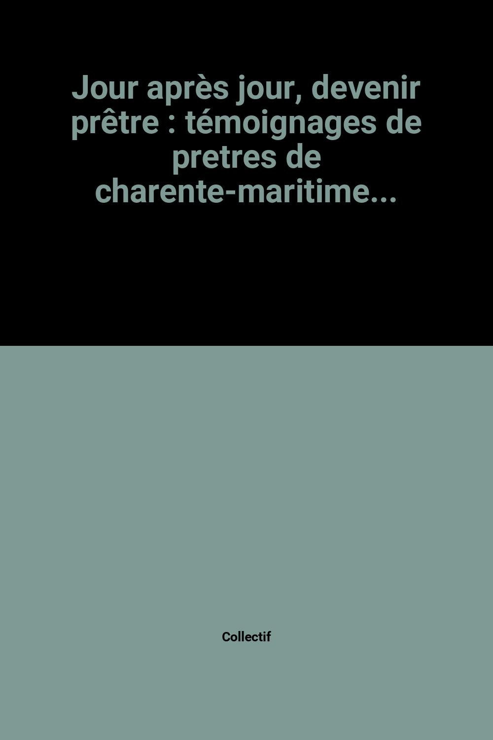 Jour après jour, devenir prêtre : témoignages de pretres de charente-maritime... book