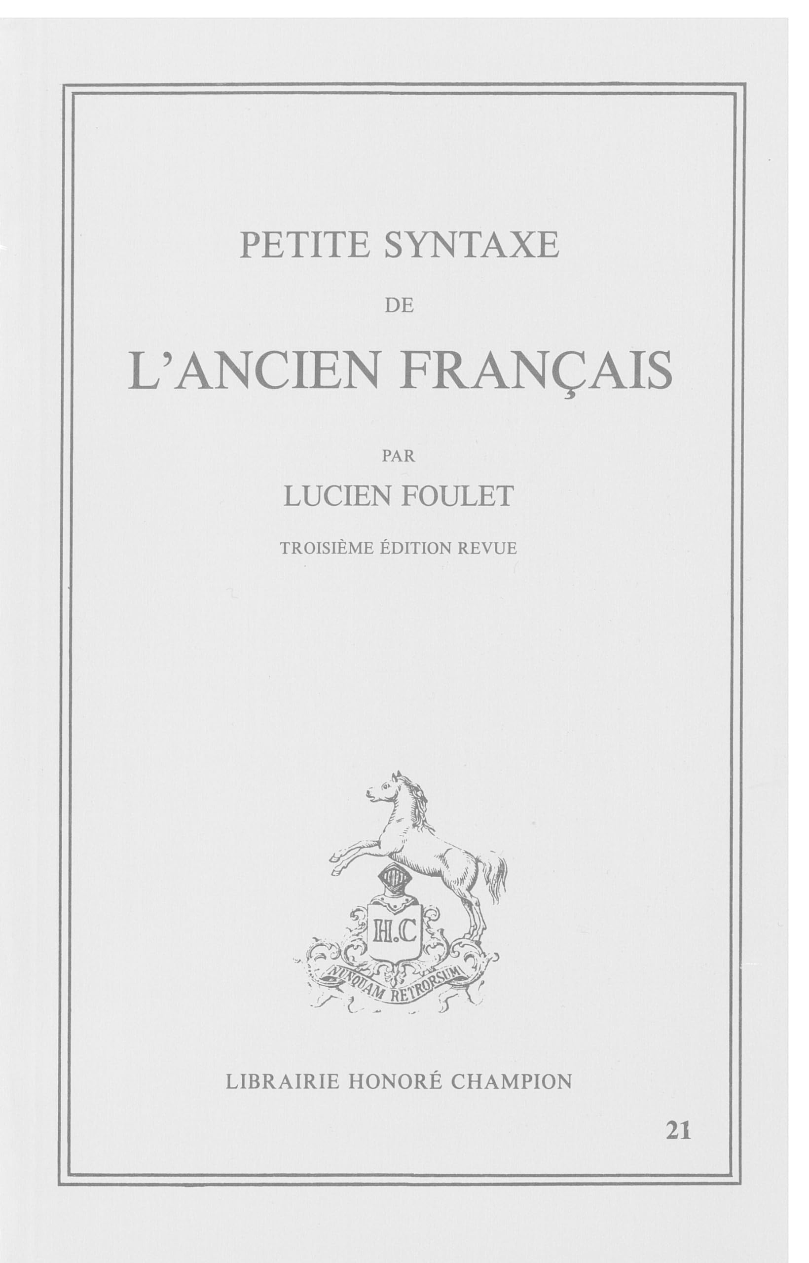 Petite syntaxe de l'ancien français book