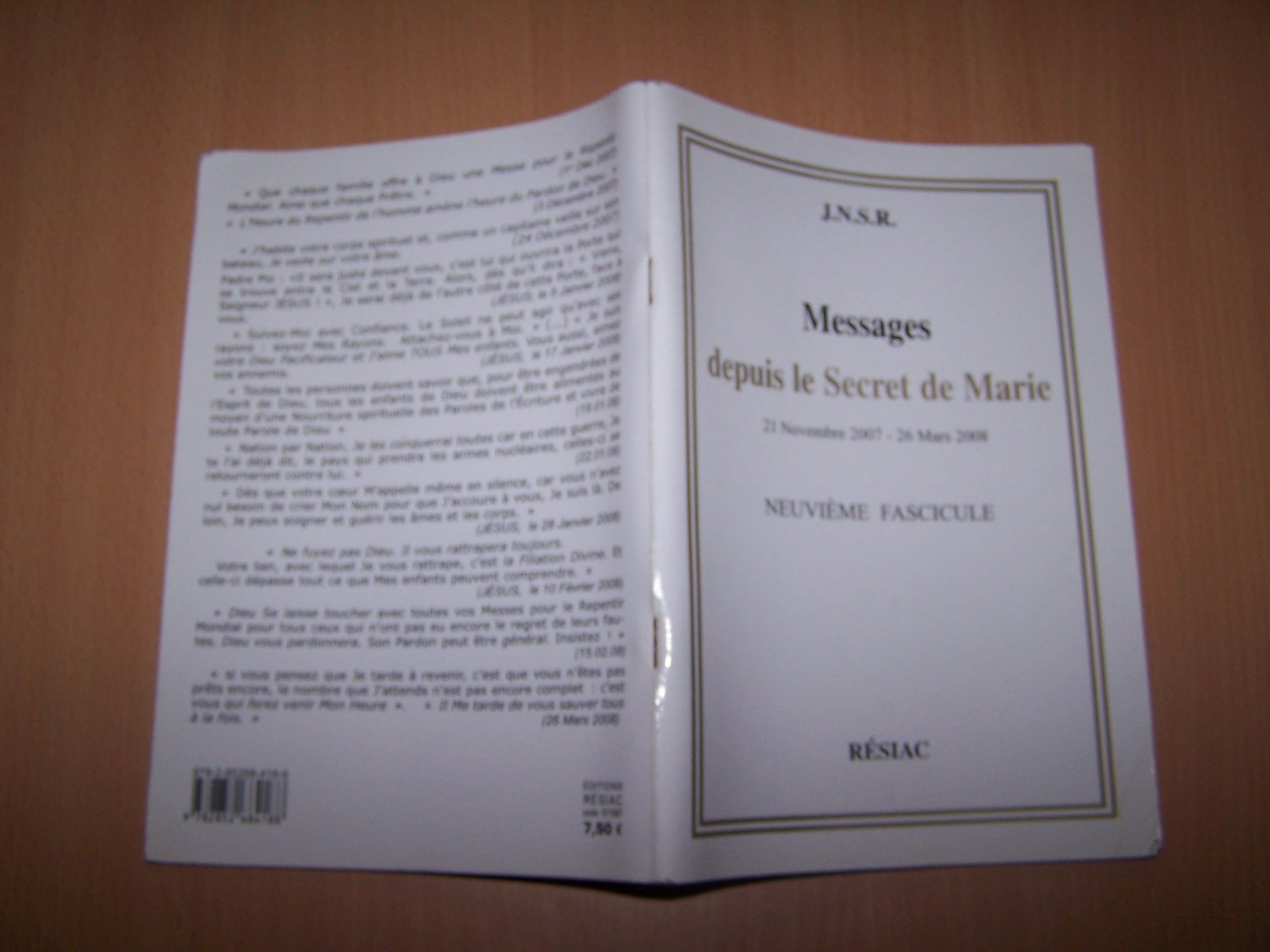 Messages depuis le secret de Marie. 9. Messages depuis le secret de Marie. 21 novembre 2007-26 mars 2008. Volume : Neuvième fascicule book