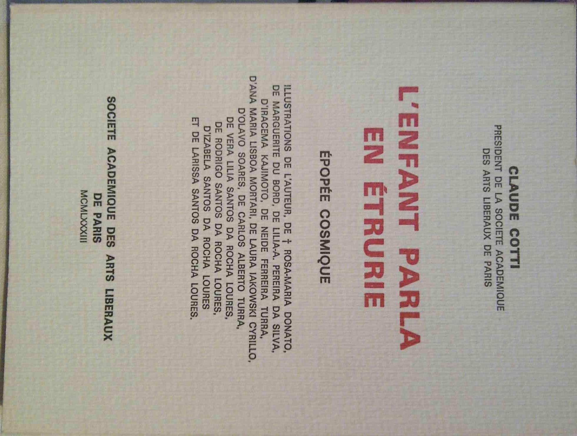 L'enfant parla en etrurie. Epopee cosmique. book