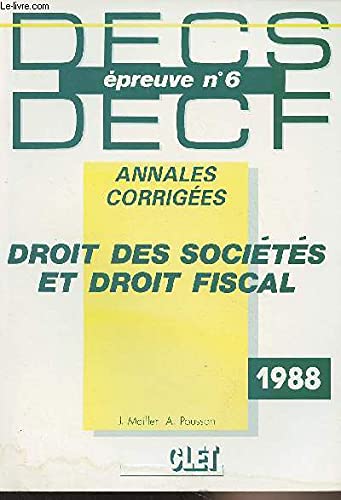 Droit des societes et droit fiscal / epreuve n 1 book