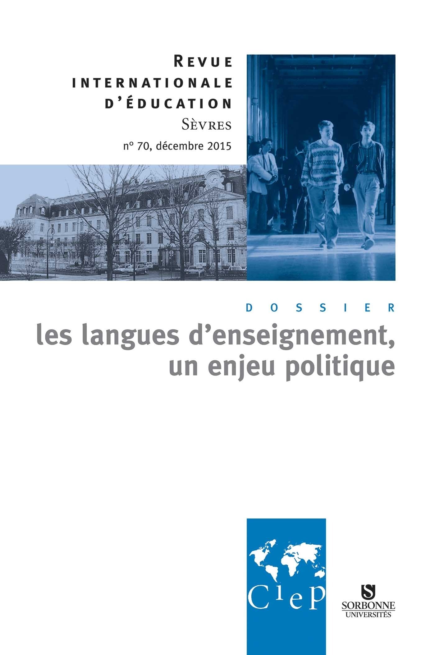 Les langues d'enseignement, un enjeu politique - Revue internationale d'éducation Sèvres 70 book