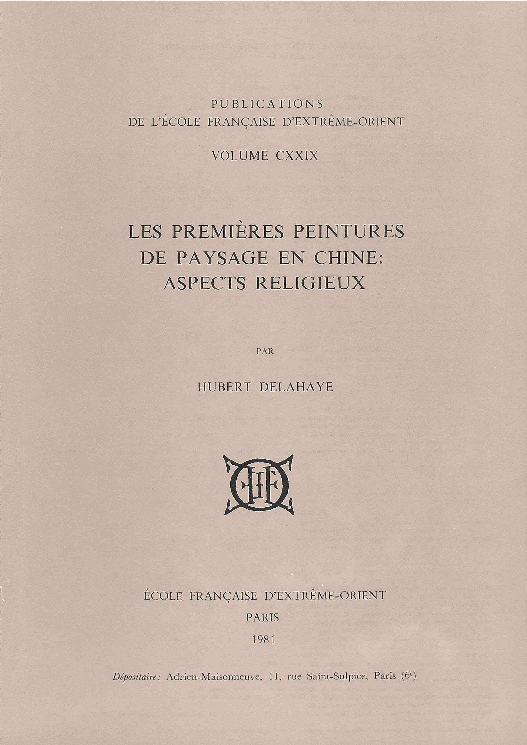 Les premières peintures de paysages en Chine : aspects religieux book