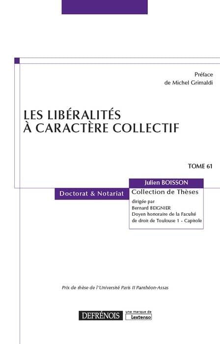 LES LIBERALITES A CARACTERE COLLECTIF (61) book