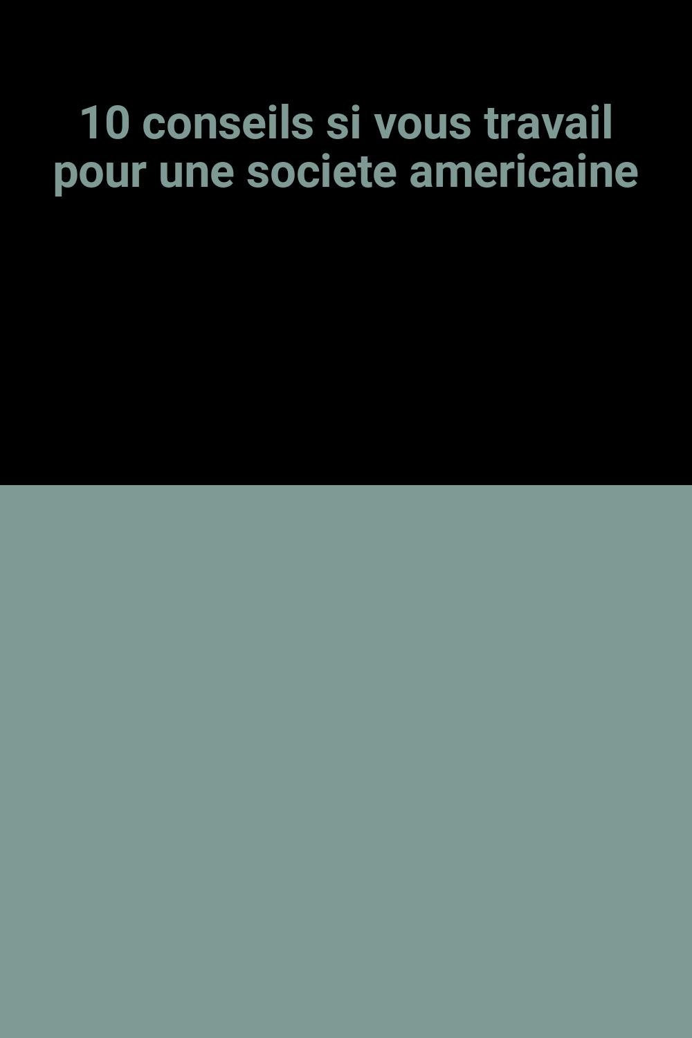 10 conseils si vous travail pour une societe americaine book