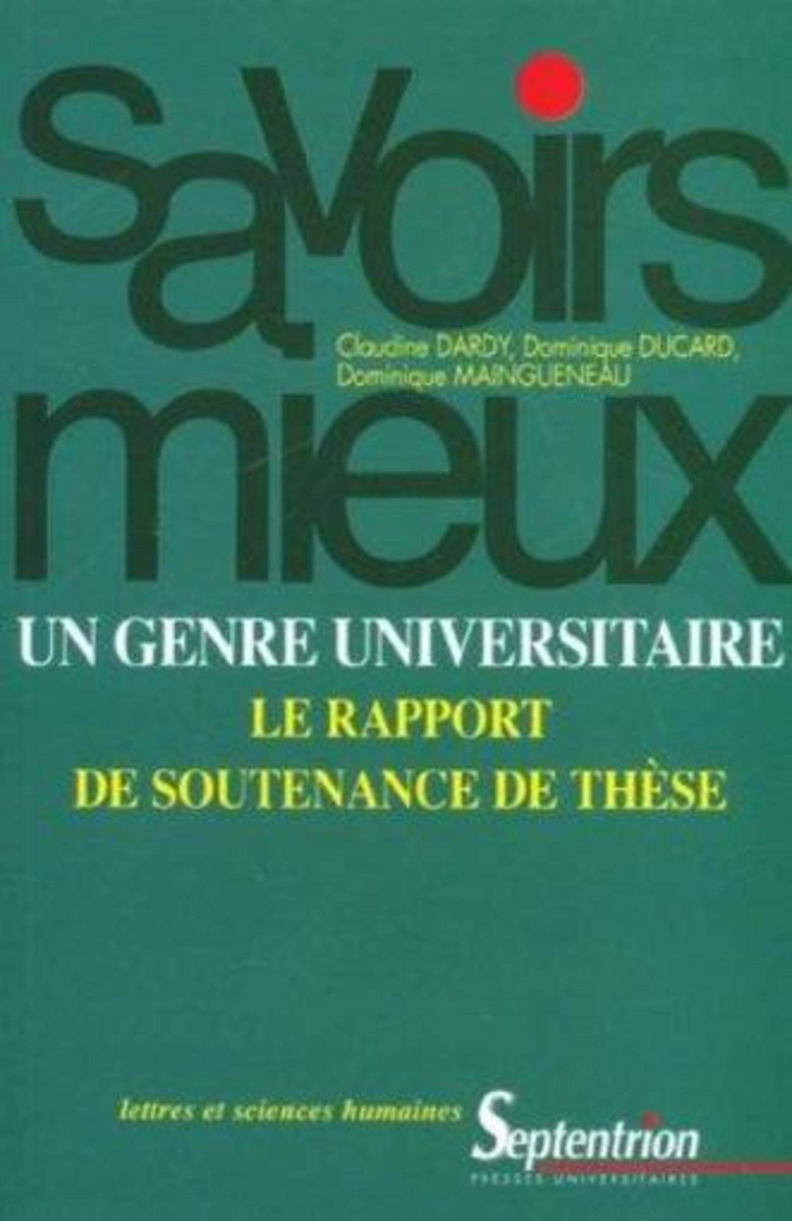 Un genre universitaire : le rapport de soutenance de thèse book