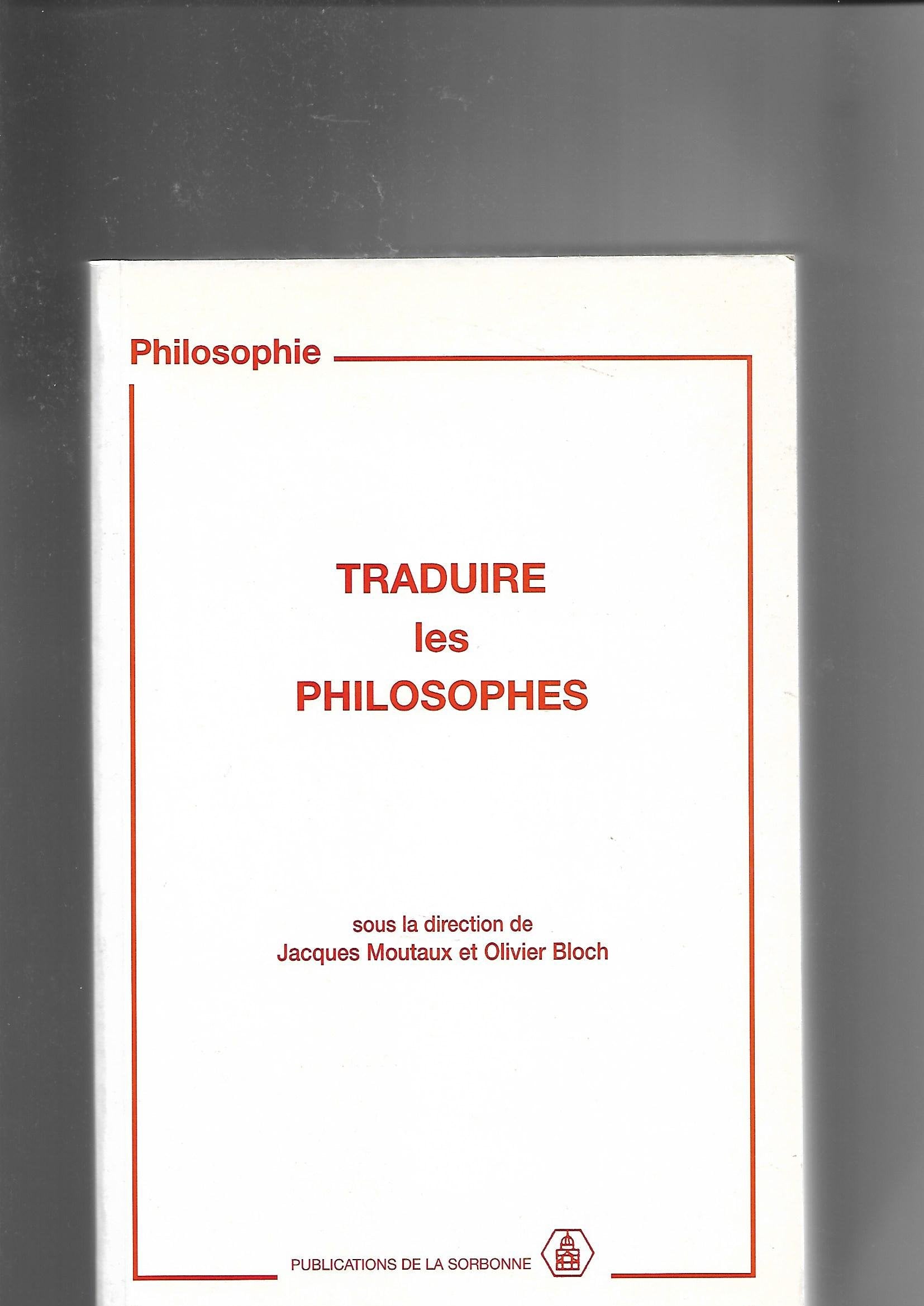 Traduire les philosophes : actes des journées d'étude de 1992 book