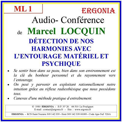 Détection de nos harmonies avec l'entourage matériel et psychique - Marcel LOCQUIN cd