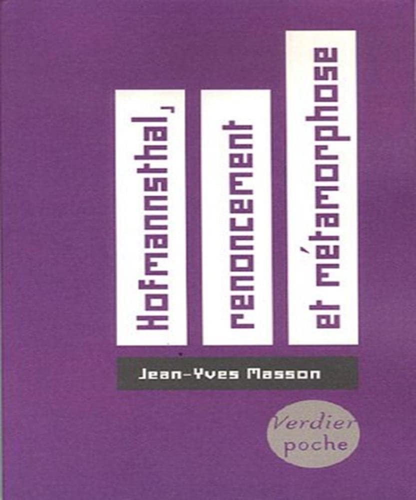 Hofmannsthal, renoncement et métamorphose (0000) book