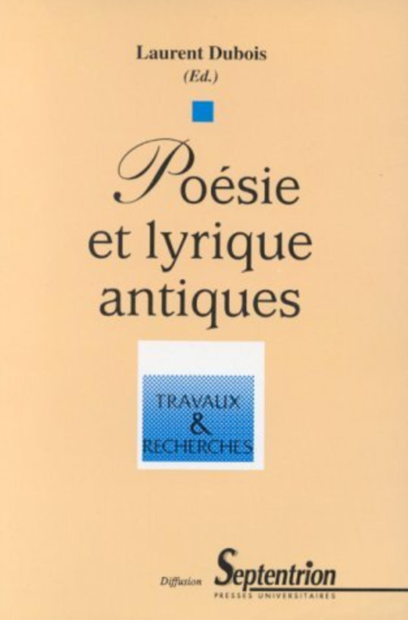 Poésie et lyrique antiques book