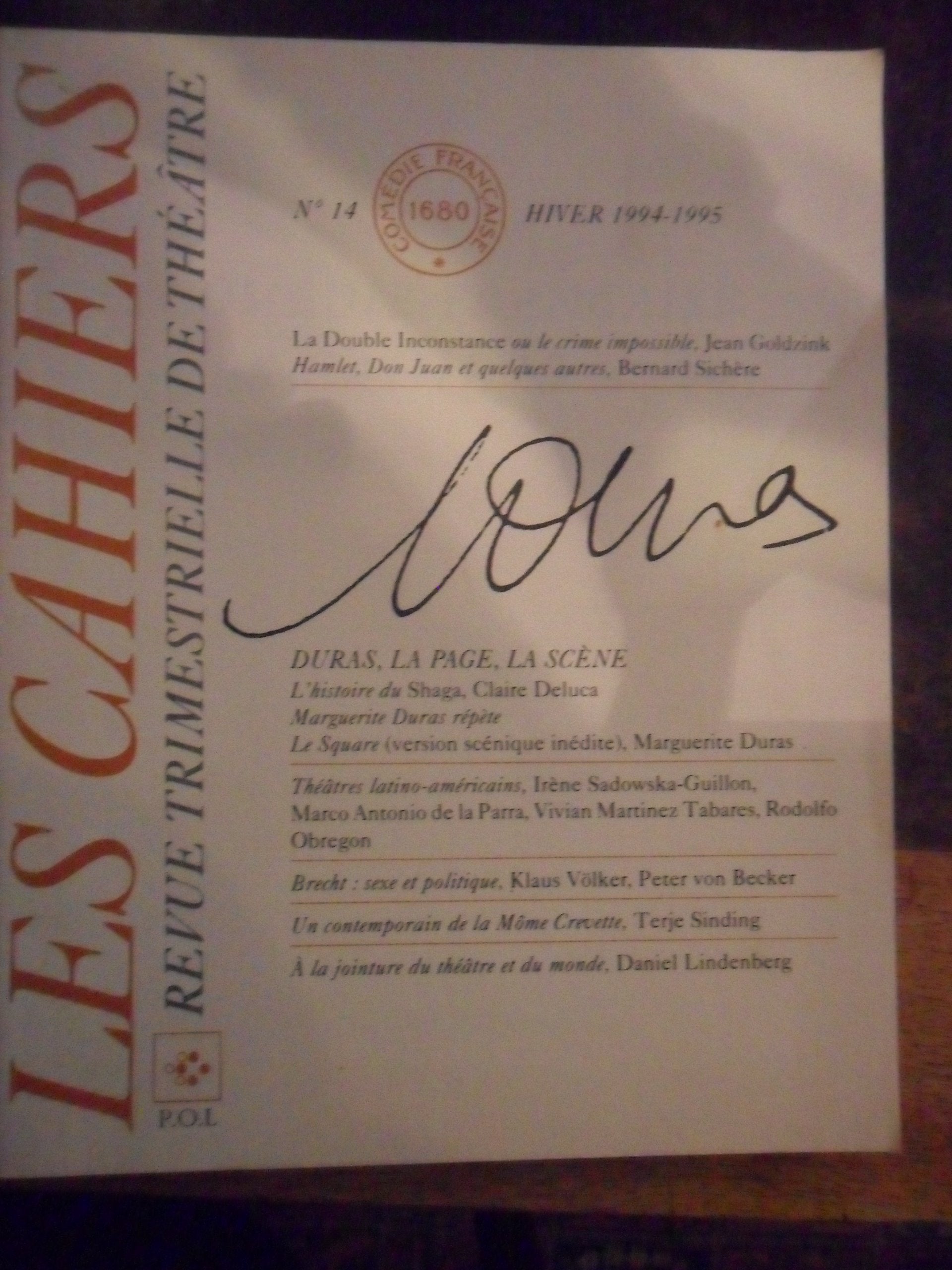 Les cahiers de la Comédie française. No 14. hiver 1994-1995 : Duras, la page, la scène book