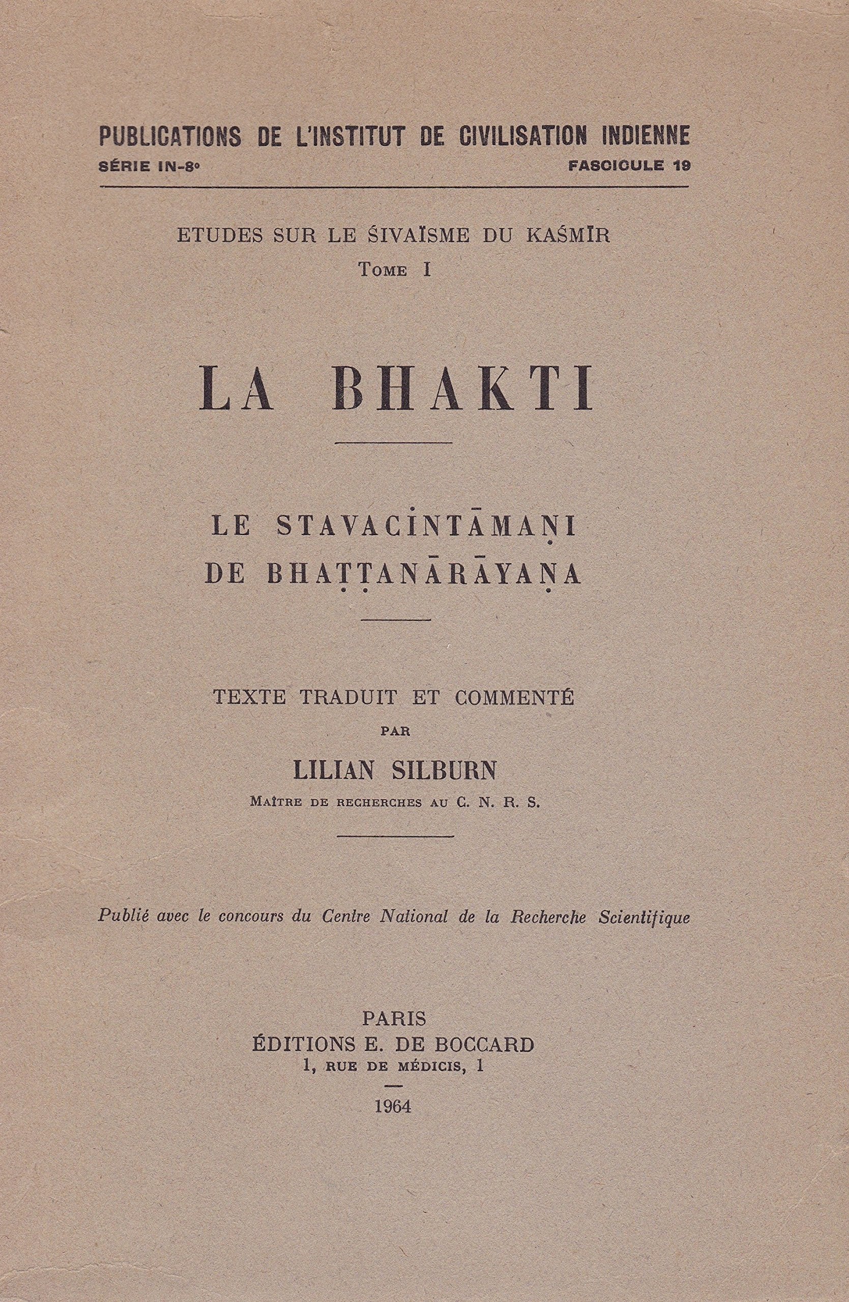 La bhakti - étude sur le sivaïsme du Kasmir book