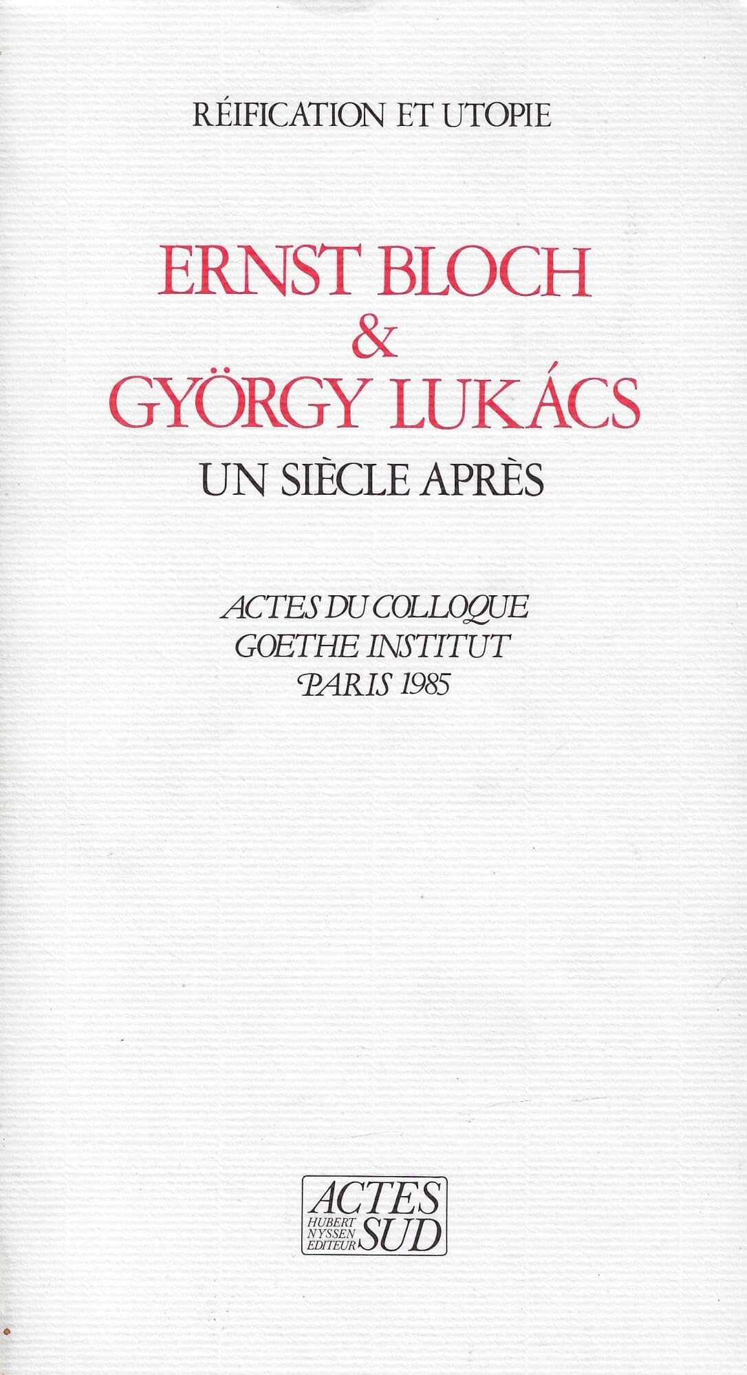 Ernst Bloch & György Lukacs : Un siècle après book