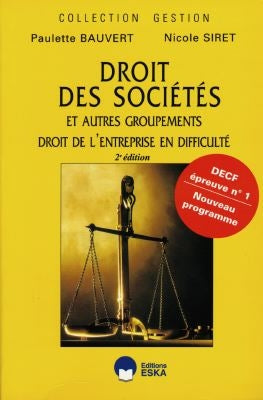 Droit des sociétés et autres groupements, droit de l'entreprise en difficulté : cours et applications Law