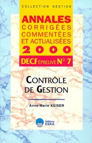 Contrôle budgétaire et de gestion DECF épreuve numéro 7 book