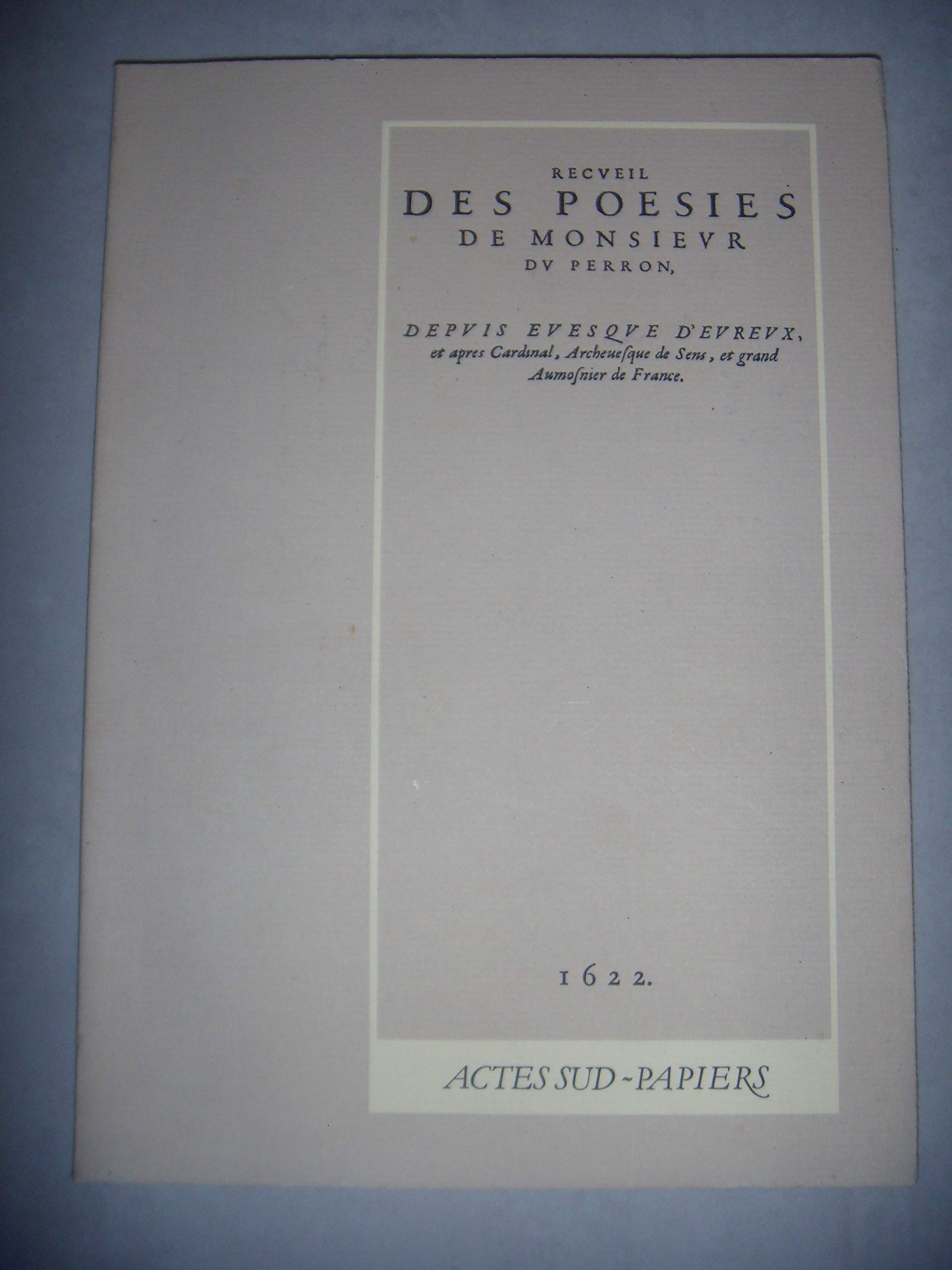 Recueil des poésies de monsieur Du Perron book