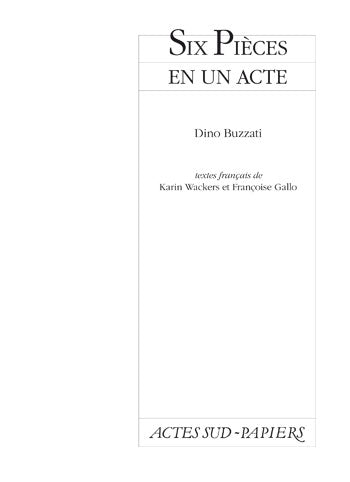 Six pièces en un acte Drama