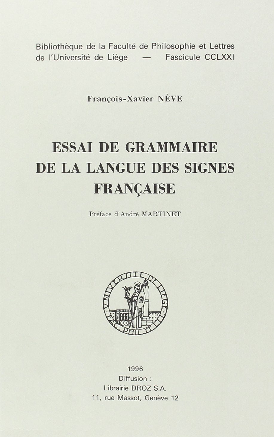 Essai de Grammaire de la langue des signes française book