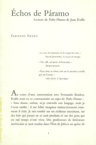Product Image: Echos de Paramo : lecture de Pedro Paramo de Juan Rulfo