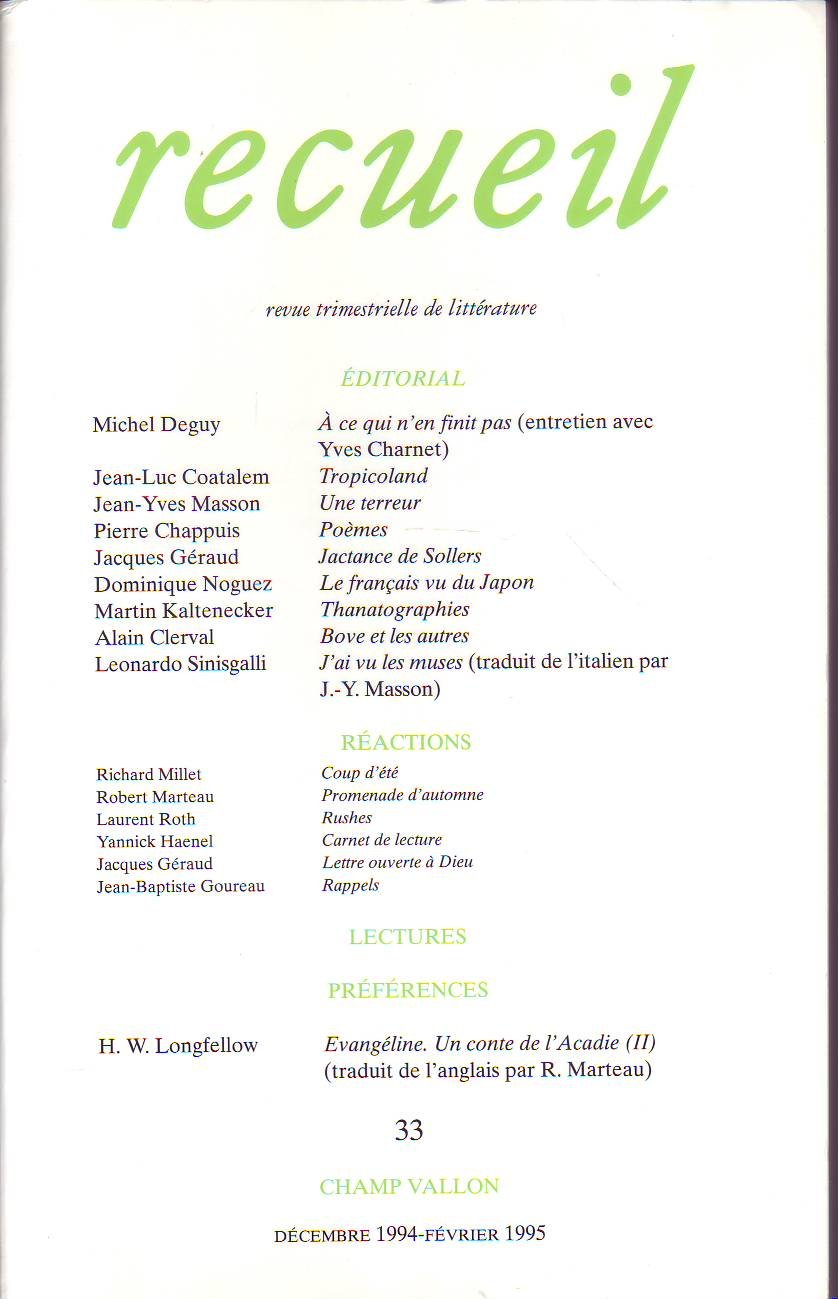 Recueil n.33 1994 (Champ Vallon) Books