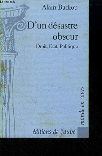 D'un désastre obscur: Droit, État, politique book