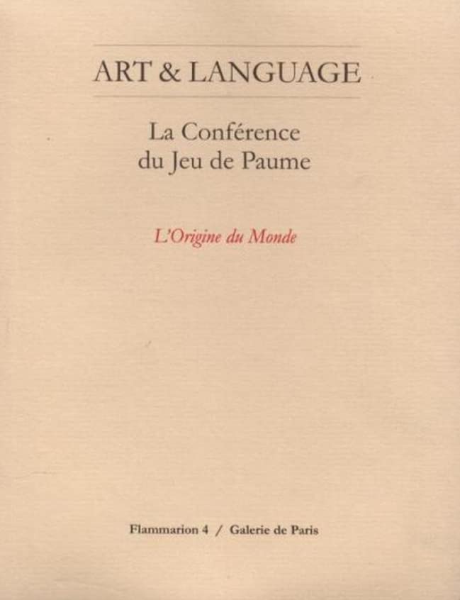 Art & Langage La conférence du Jeu de Paume L'Origine du Monde book