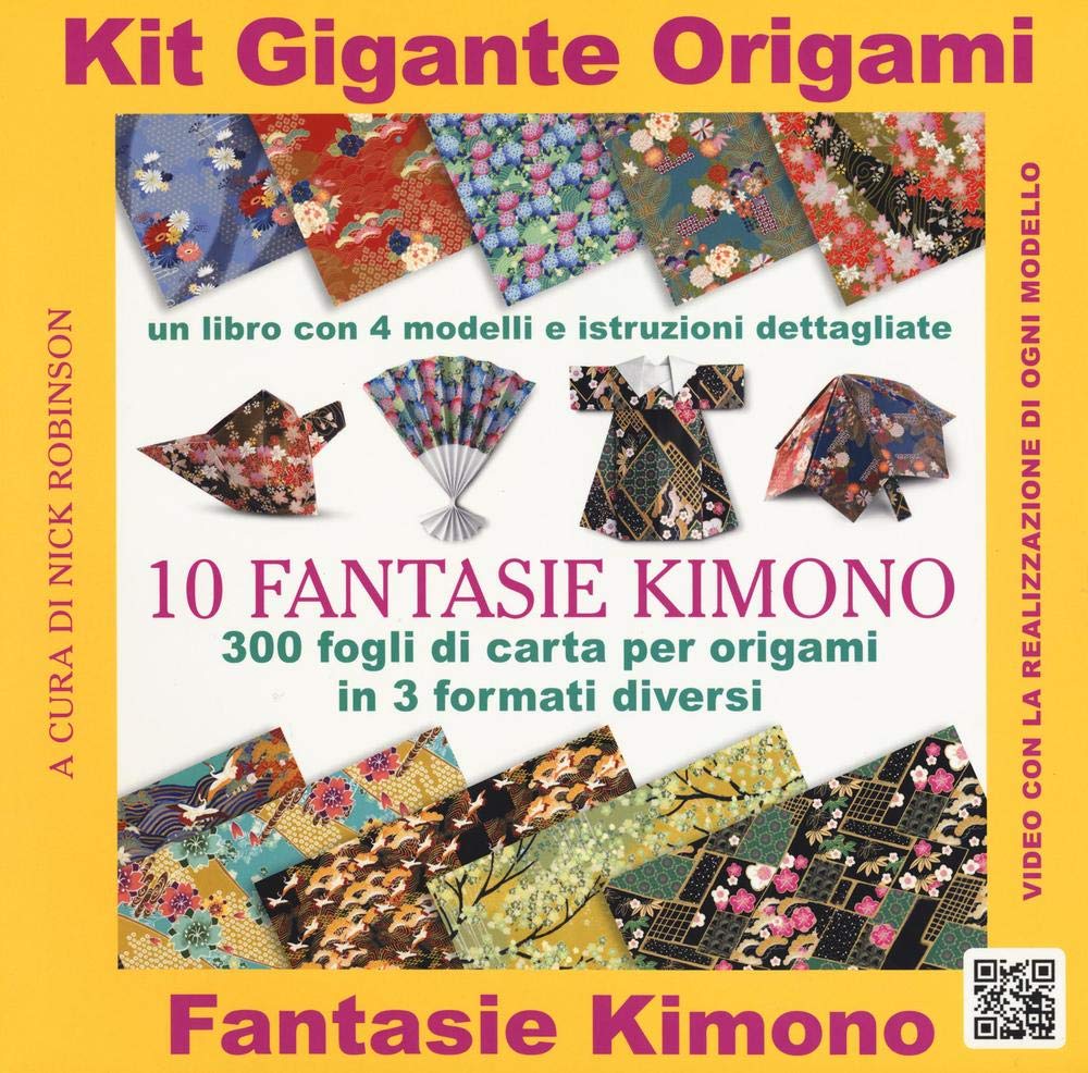 Kit gigante origami. 10 fantasie kimono. Con gadget book