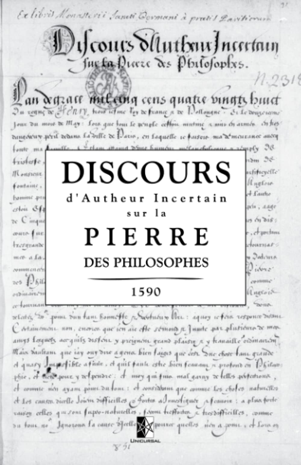 Discours d'Autheur Incertain sur la Pierre des Philosophes book