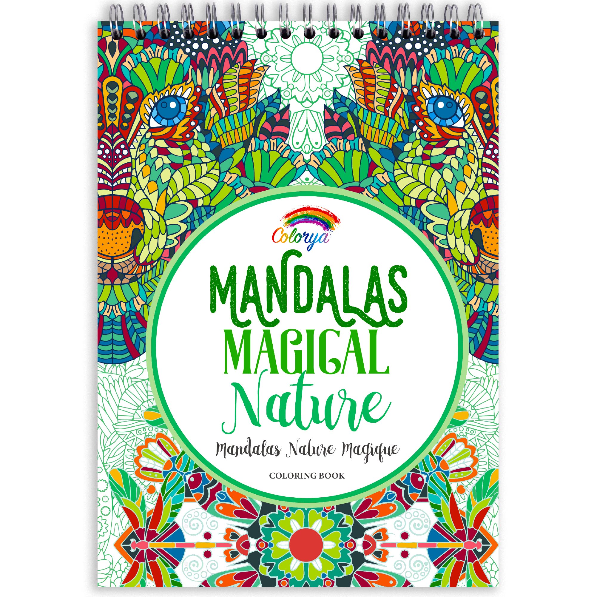 Colorya Magische Natur Mandala Malbuch für Erwachsene – Entspannendes A4 Anti-Stress Malbuch – Spiral-Malbücher mit Künstlerpapier ohne Durchdrücken – Mandalas für Erwachsene Books