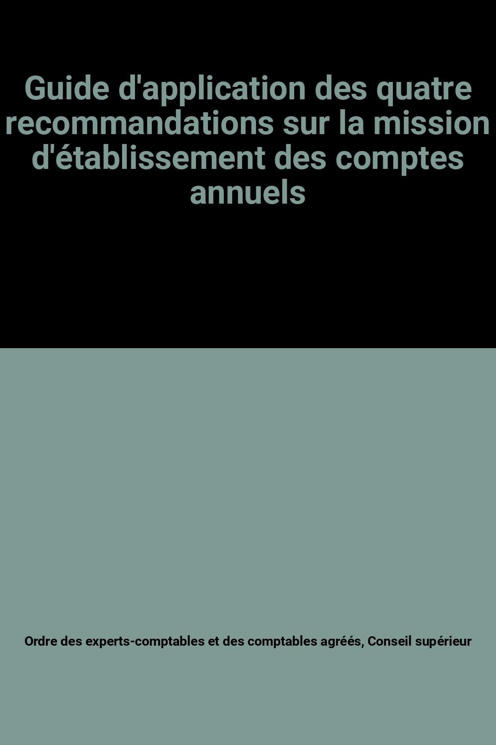 Guide d'application des quatre recommandations sur la mission d'établissement des comptes annuels : Août 1982 book