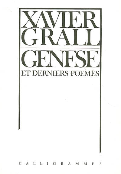 Product Image: Genèse : et derniers poèmes