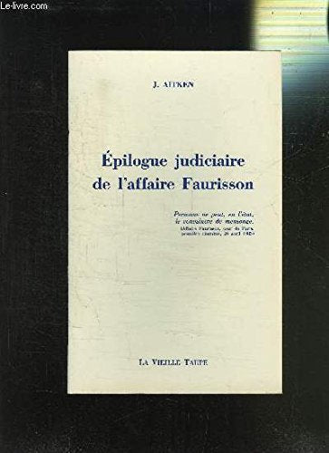 Epilogue judiciaire de l'affaire Faurisson Books