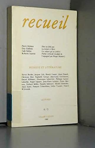 Recueil, n° 4-5. Musique et littérature book