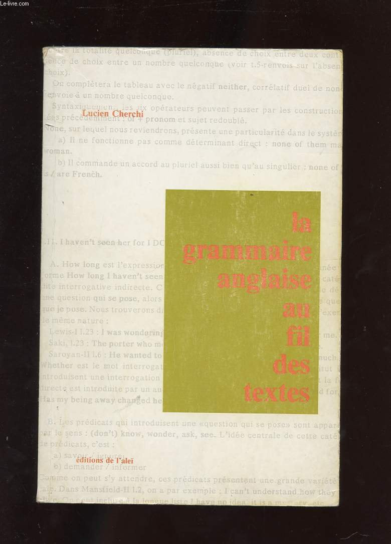 LA GRAMMAIRE ANGLAISE AU FIL DES TEXTES book