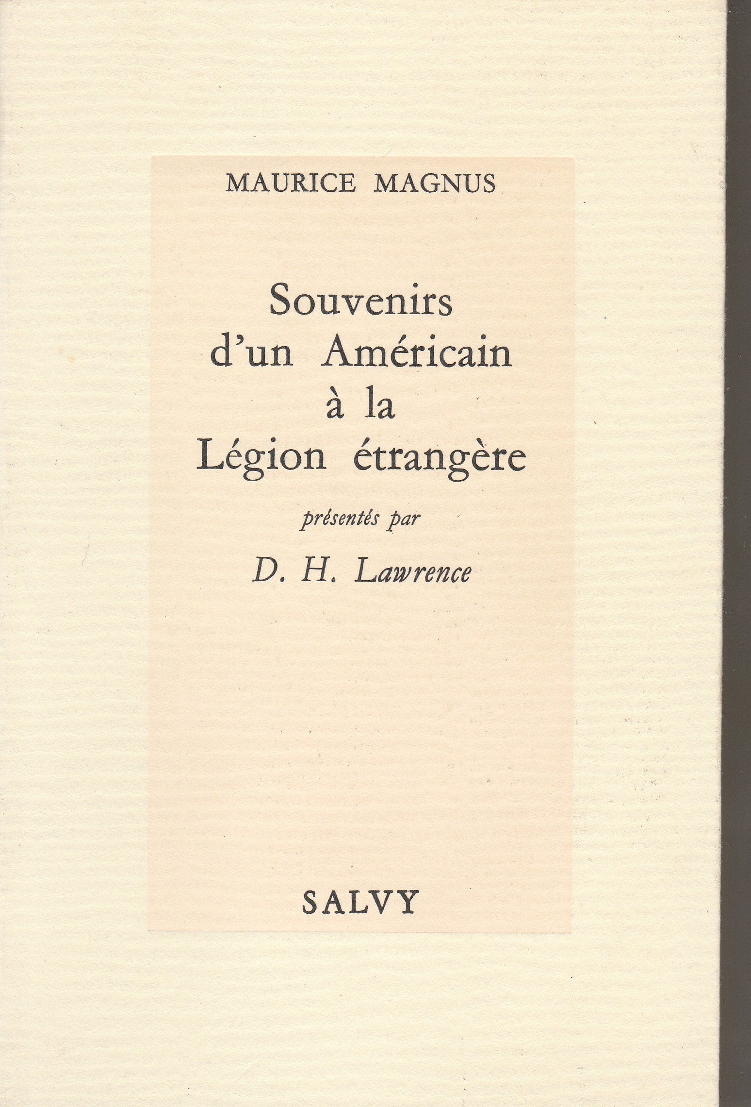 Souvenirs d'un Américain à la Légion étrangère book