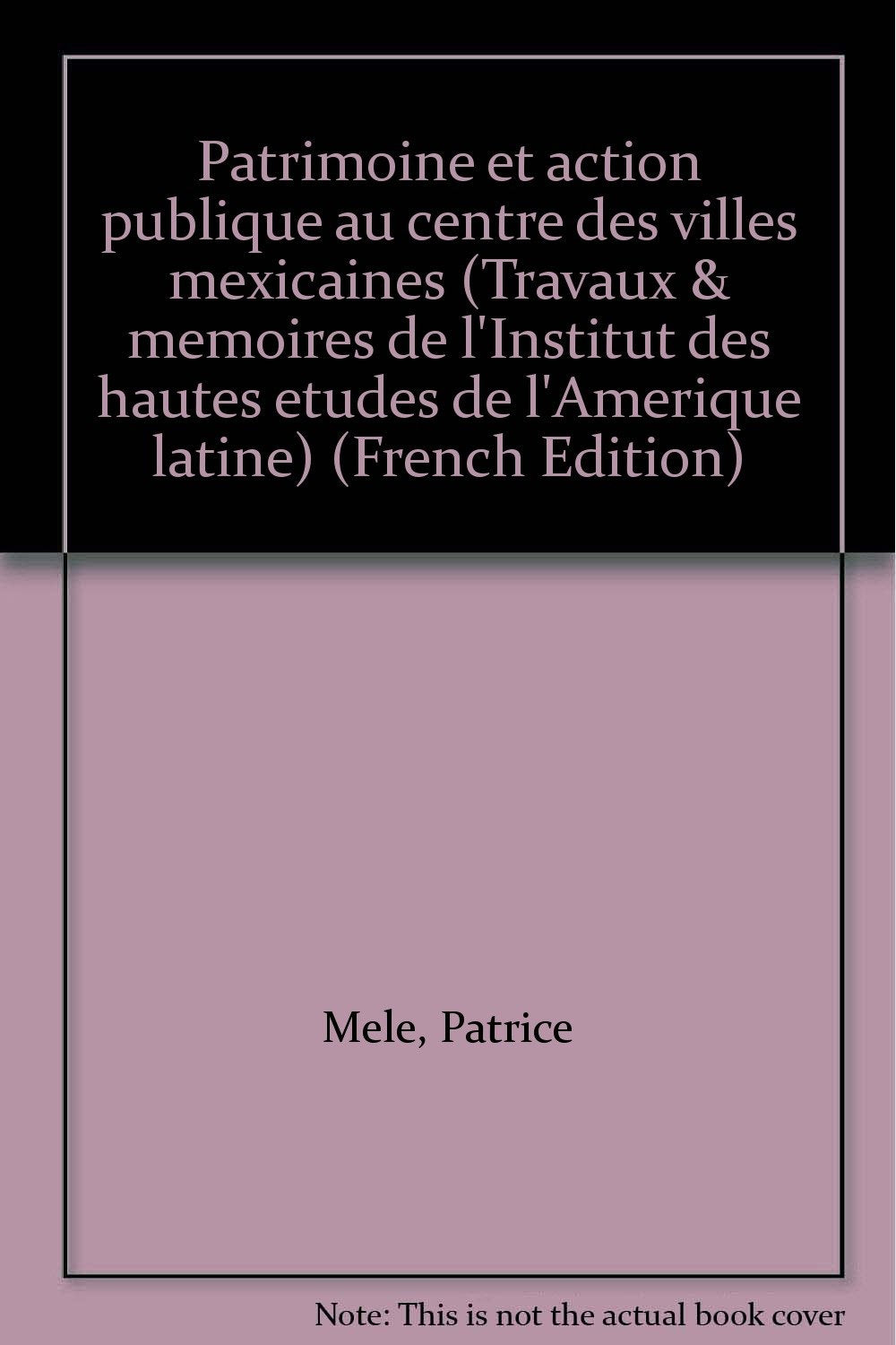 Patrimoine et action publique au centre des villes mexicaines book
