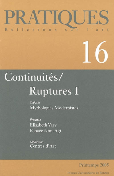 Product Image: Pratiques, n° 16. Continuités-ruptures 1