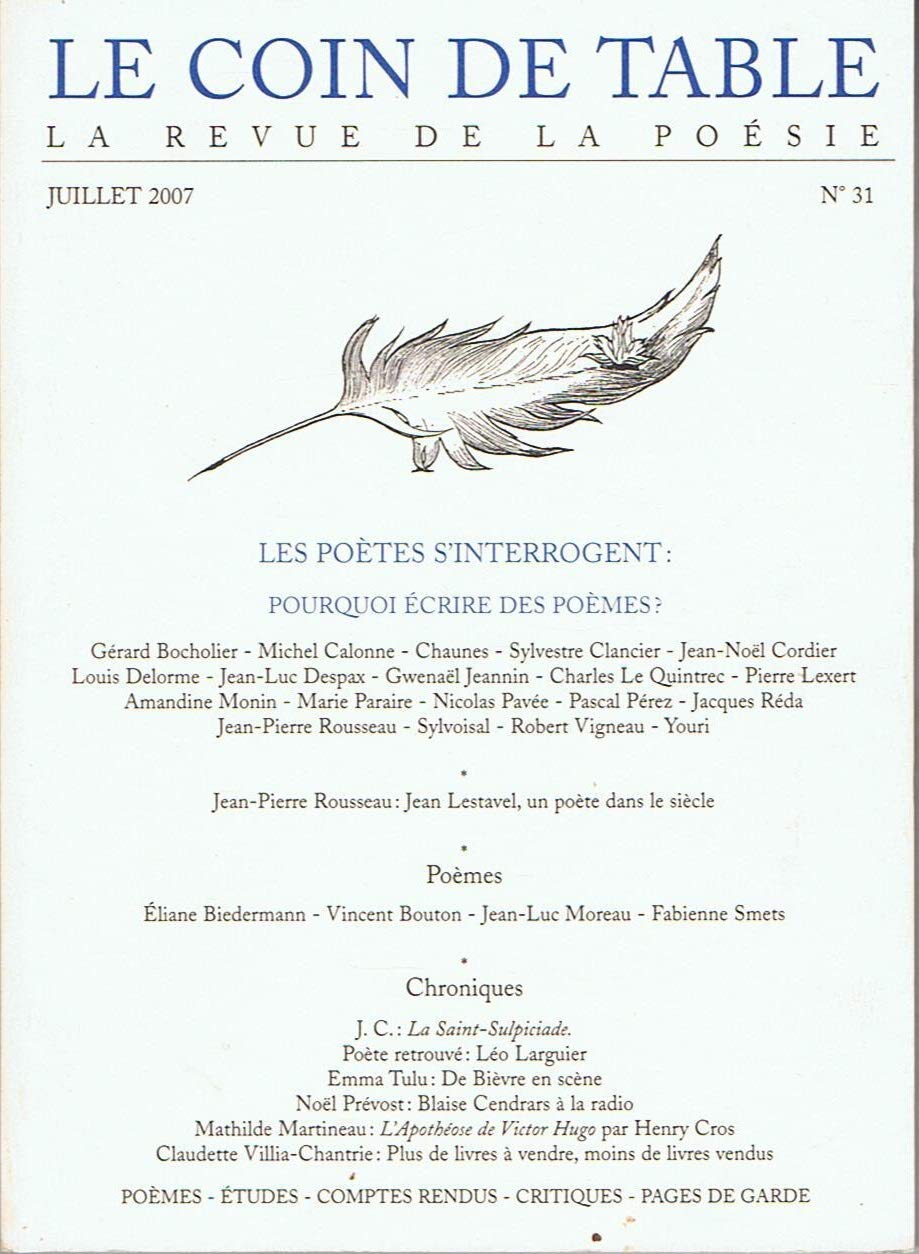 Le coin de table, la revue de la poésie n°31, juillet 2007 Books